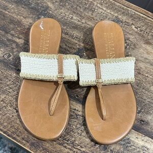 Italian Shoemaker women’s sandal size 8 woven fabric thong with gold detail